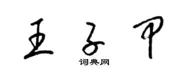 梁錦英王子甲草書個性簽名怎么寫