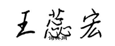 王正良王蕊宏行書個性簽名怎么寫