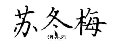 丁謙蘇冬梅楷書個性簽名怎么寫
