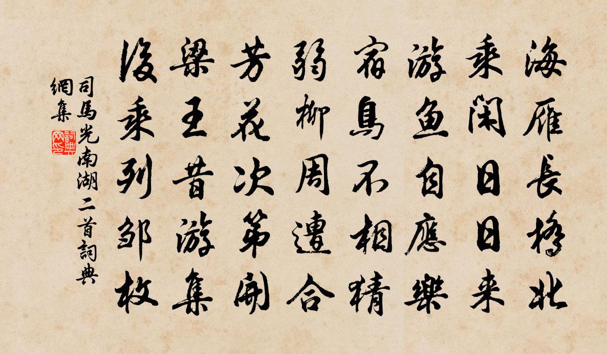 司馬光南湖二首書法作品欣賞