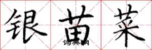 丁謙銀苗菜楷書怎么寫
