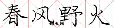 龐中華春風野火楷書怎么寫