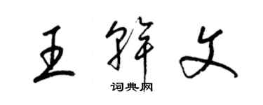 梁錦英王乾文草書個性簽名怎么寫