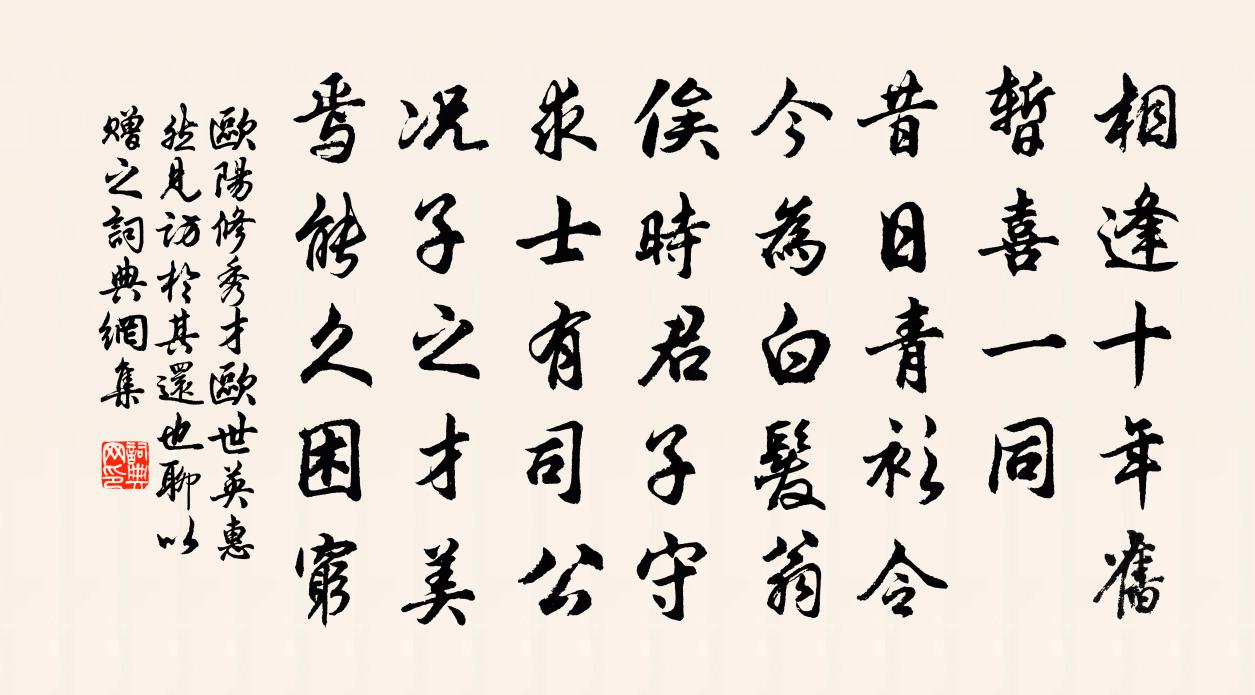 歐陽修秀才歐世英惠然見訪於其還也聊以贈之書法作品欣賞