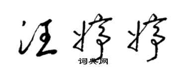 梁錦英汪婷婷草書個性簽名怎么寫