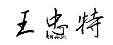 王正良王忠特行書個性簽名怎么寫