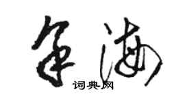 駱恆光余海草書個性簽名怎么寫