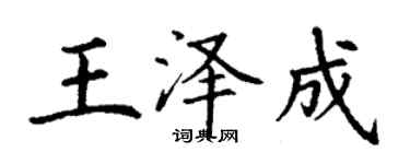 丁謙王澤成楷書個性簽名怎么寫