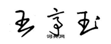 朱錫榮王亭玉草書個性簽名怎么寫