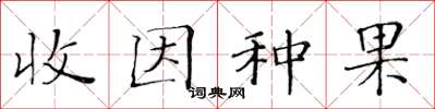 黃華生收因種果楷書怎么寫
