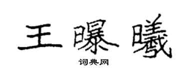 袁強王曝曦楷書個性簽名怎么寫