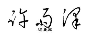 梁錦英許雨澤草書個性簽名怎么寫