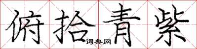 龐中華俯拾青紫楷書怎么寫