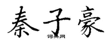 丁謙秦子豪楷書個性簽名怎么寫