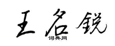 王正良王名銳行書個性簽名怎么寫