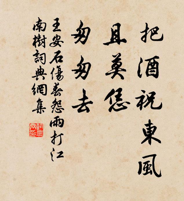 王安石把酒祝東風,且莫恁、匆匆去。書法作品欣賞