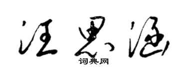 梁錦英汪思涵草書個性簽名怎么寫