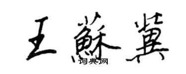 王正良王蘇冀行書個性簽名怎么寫