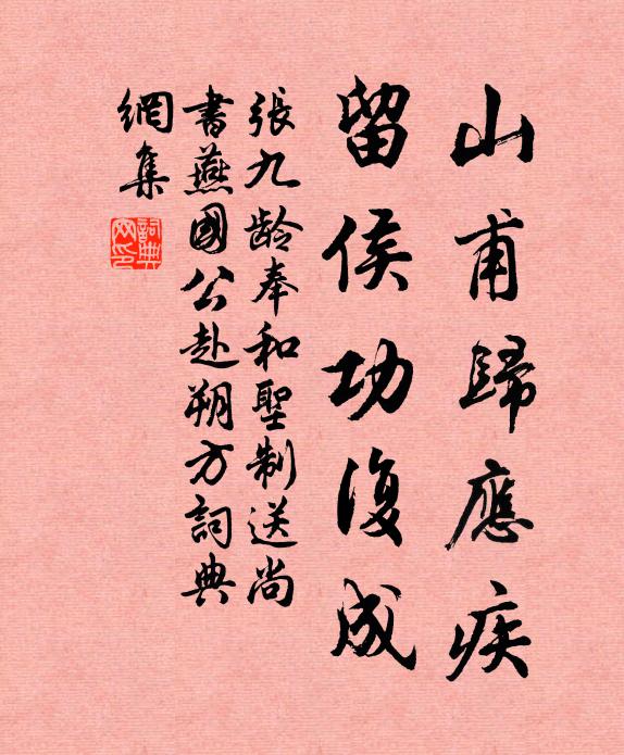 張九齡山甫歸應疾,留侯功復成。書法作品欣賞