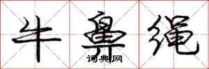 龐中華牛鼻繩行書怎么寫