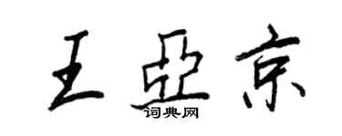 王正良王亞京行書個性簽名怎么寫