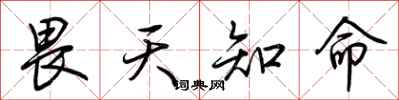 荊霄鵬畏天知命行書怎么寫