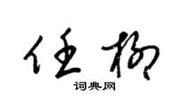 梁錦英任柳草書個性簽名怎么寫