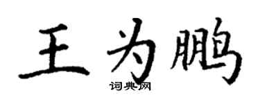 丁謙王為鵬楷書個性簽名怎么寫