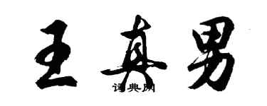 胡問遂王真男行書個性簽名怎么寫