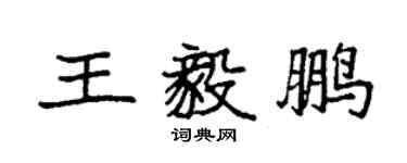 袁強王毅鵬楷書個性簽名怎么寫