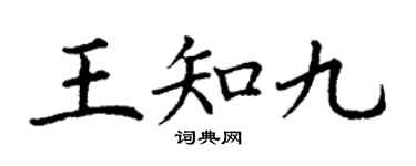 丁謙王知九楷書個性簽名怎么寫