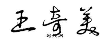 曾慶福王奇美草書個性簽名怎么寫