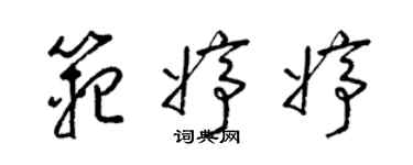 梁錦英范婷婷草書個性簽名怎么寫