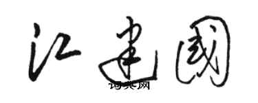 駱恆光江建國草書個性簽名怎么寫