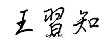王正良王習知行書個性簽名怎么寫
