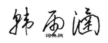 駱恆光韓雨涵草書個性簽名怎么寫