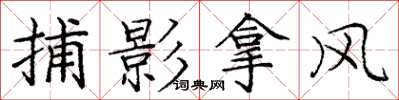龐中華捕影拿風楷書怎么寫