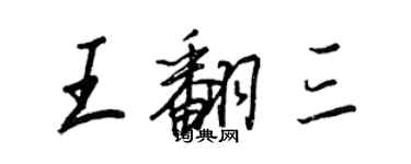 王正良王翻三行書個性簽名怎么寫