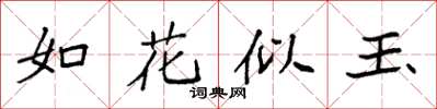 袁強如花似玉楷書怎么寫