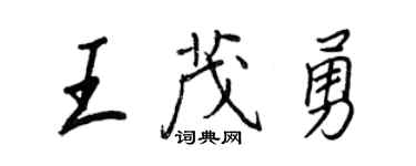 王正良王茂勇行書個性簽名怎么寫