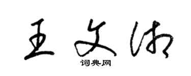 梁錦英王文湘草書個性簽名怎么寫