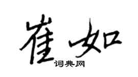 王正良崔如行書個性簽名怎么寫
