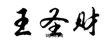 胡問遂王聖財行書個性簽名怎么寫