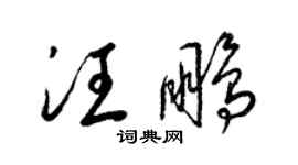 梁錦英汪鵬草書個性簽名怎么寫