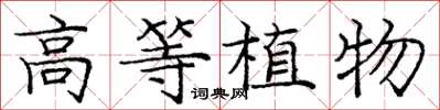 龐中華高等植物楷書怎么寫