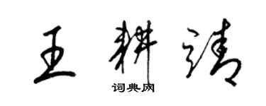 梁錦英王耕靖草書個性簽名怎么寫