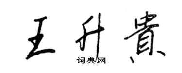 王正良王升貴行書個性簽名怎么寫