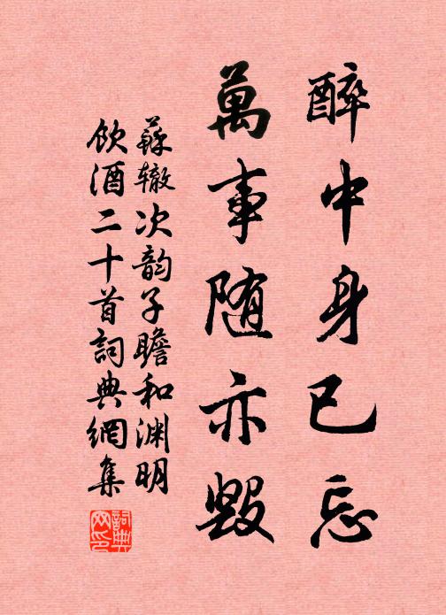 蘇轍醉中身已忘,萬事隨亦毀書法作品欣賞