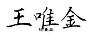 丁謙王唯金楷書個性簽名怎么寫