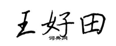 王正良王好田行書個性簽名怎么寫